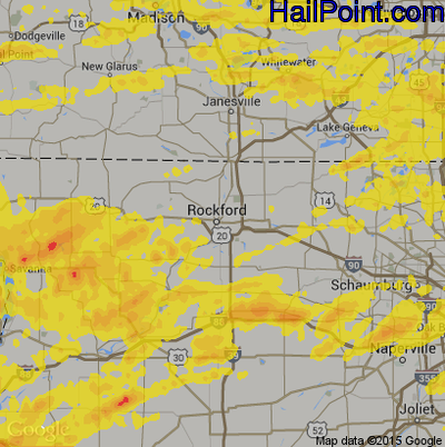 Hail Map for Rockford, IL Region on May 14, 2018