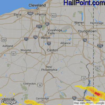 Hail Map for Canton, OH Region on May 14, 2018