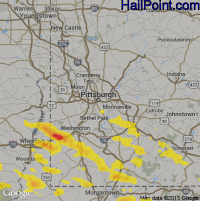 Hail Map for Pittsburgh, PA Region on May 14, 2018