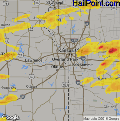 Hail Map for Shawnee, KS Region on May 14, 2018