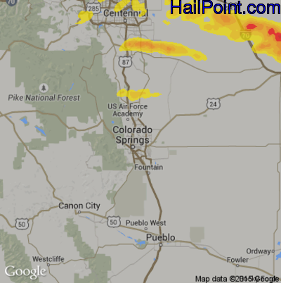 Hail Map for Colorado Springs, CO Region on May 14, 2018