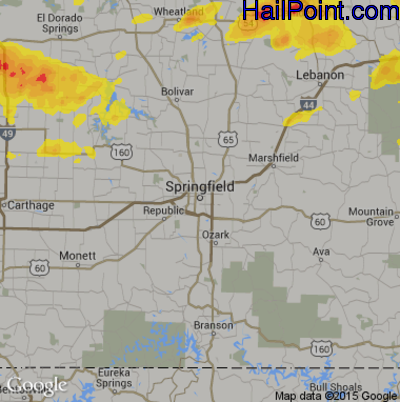 Hail Map for Springfield, MO Region on May 14, 2018