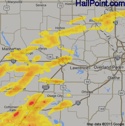 Hail Map for Topeka, KS Region on May 14, 2018