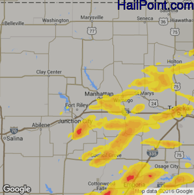 Hail Map for Mahhattan, KS Region on May 14, 2018