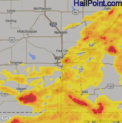 Hail Map for Wichita, KS Region on May 14, 2018