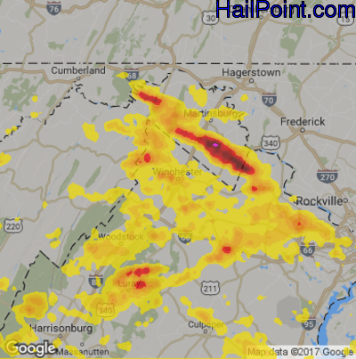 Hail Map for Winchester, VA Region on May 14, 2018