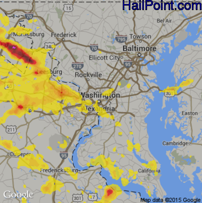 Hail Map for Washington, DC Region on May 14, 2018