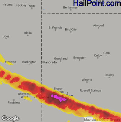 Hail Map for Goodland, KS Region on May 14, 2018