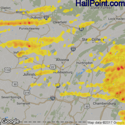 Hail Map for Altoona, PA Region on May 15, 2018
