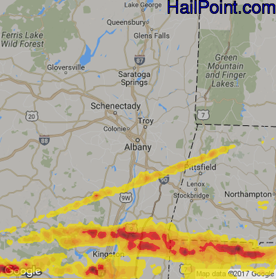 Hail Map for Albany, NY Region on May 15, 2018