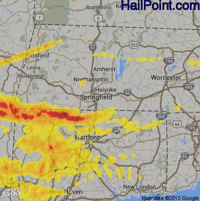 Hail Map for Springfield, MA Region on May 15, 2018