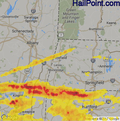 Hail Map for Pittsfield, MA Region on May 15, 2018