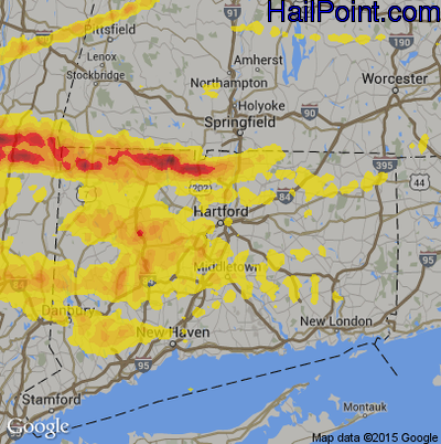 Hail Map for Hartford, CT Region on May 15, 2018