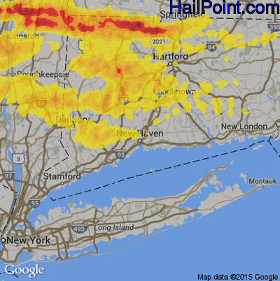Hail Map for New Haven, CT Region on May 15, 2018