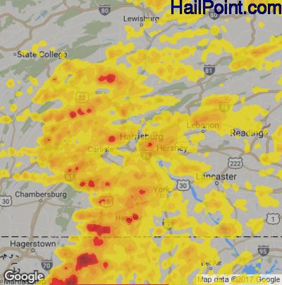 Hail Map for Harrisburg, PA Region on May 15, 2018