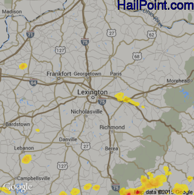 Hail Map for Lexington, KY Region on May 15, 2018