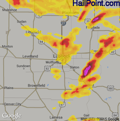 Hail Map for Lubbock, TX Region on May 15, 2018 