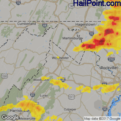 Hail Map for Winchester, VA Region on May 15, 2018