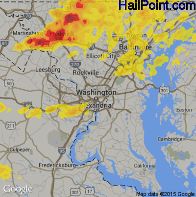 Hail Map for Washington, DC Region on May 15, 2018
