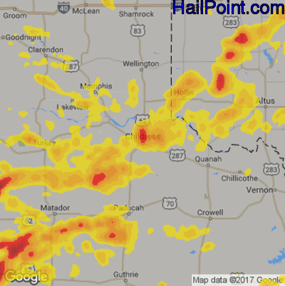 Hail Map for Childress, TX Region on May 15, 2018