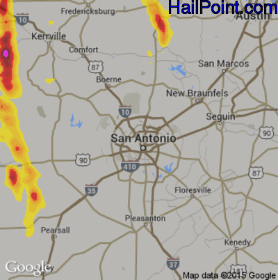 Hail Map for San Antonio, TX Region on May 16, 2018