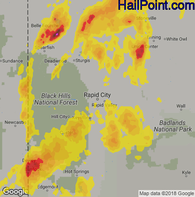 Hail Map for Rapid City, SD Region on May 17, 2018