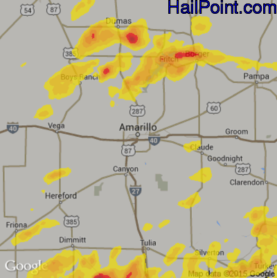 Hail Map for Amarillo, TX Region on May 17, 2018