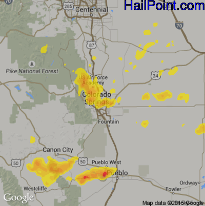 Hail Map for Colorado Springs, CO Region on May 18, 2018