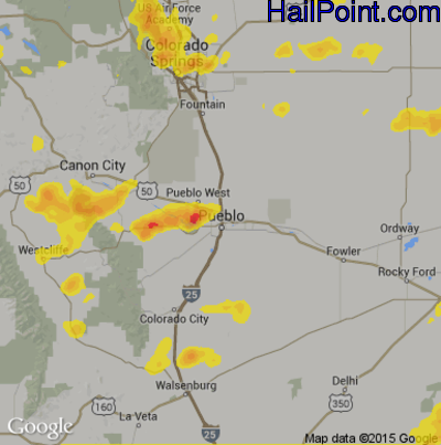 Hail Map for Pueblo, CO Region on May 18, 2018 