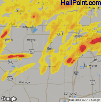 Hail Map for Enid, OK Region on May 19, 2018