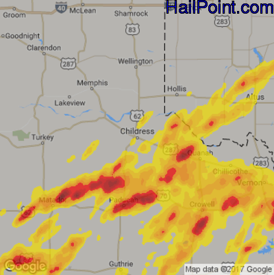 Hail Map for Childress, TX Region on May 19, 2018 