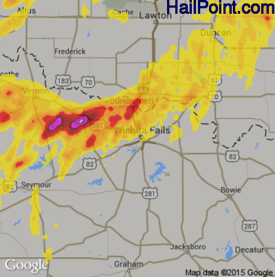 Hail Map for Wichita Falls, TX Region on May 19, 2018