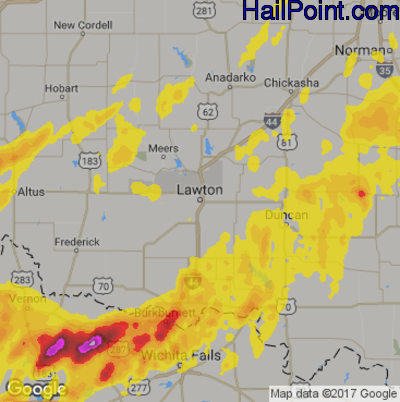 Hail Map for Lawton, OK Region on May 19, 2018