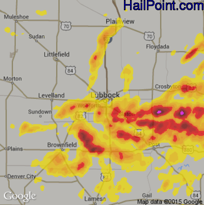 Hail Map for Lubbock, TX Region on May 19, 2018