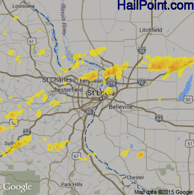 Hail Map for St. Louis, MO Region on May 20, 2018 