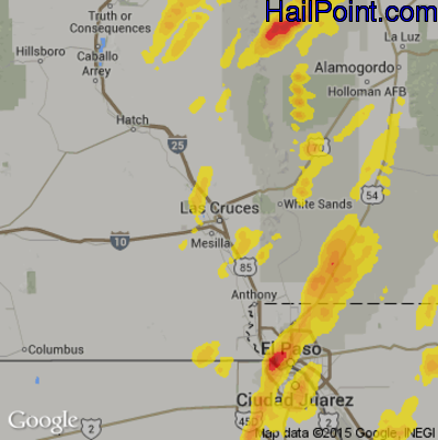 Hail Map for Las Cruces, NM Region on May 21, 2018