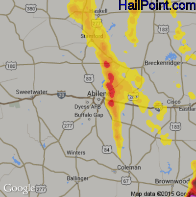 Hail Map for Abilene, TX Region on May 26, 2018