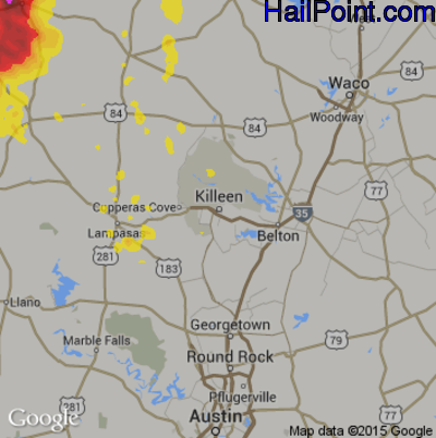 Hail Map for Killeen, TX Region on May 26, 2018