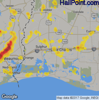 Hail Map for Lake Charles, LA Region on May 26, 2018