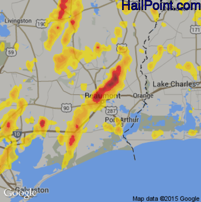 Hail Map for Beaumont, TX Region on May 26, 2018
