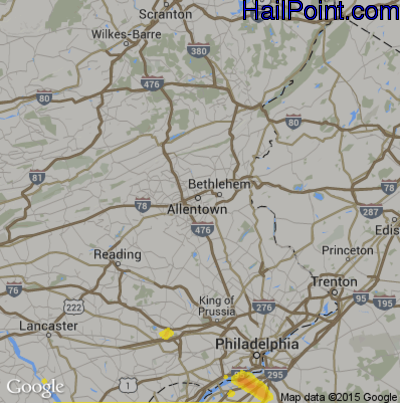 Hail Map for Allentown, PA Region on May 26, 2018