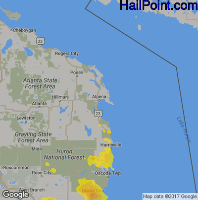 Hail Map for Alpena, MI Region on May 27, 2018
