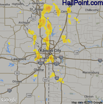 Hail Map for Kansas City, MO Region on May 29, 2018