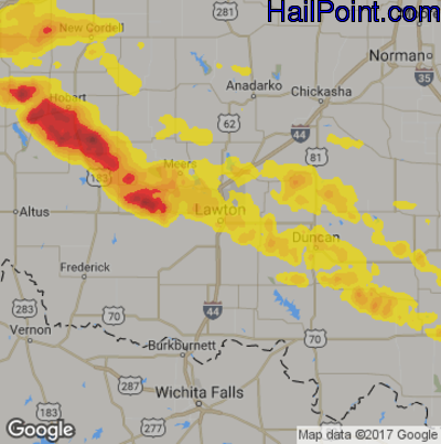 Hail Map for Lawton, OK Region on May 30, 2018