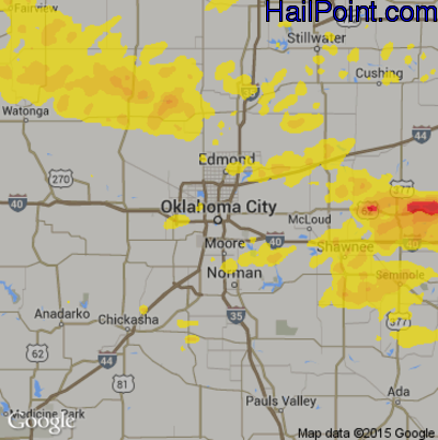 Hail Map for Oklahoma City, OK Region on May 31, 2018
