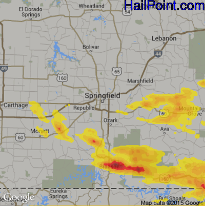 Hail Map for Springfield, MO Region on May 31, 2018