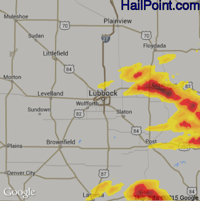 Hail Map for Lubbock, TX Region on June 1, 2018