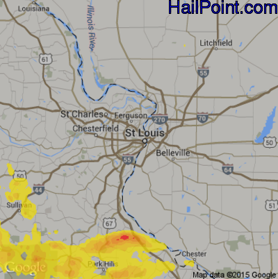 Hail Map for St. Louis, MO Region on June 2, 2018