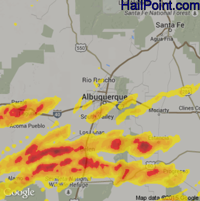 Hail Map for Albuquerque, NM Region on June 3, 2018