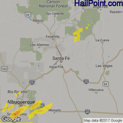 Hail Map for Sante Fe, NM Region on June 3, 2018